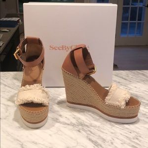 See by Chloe Glyn Fringe Wedge Espadrilles